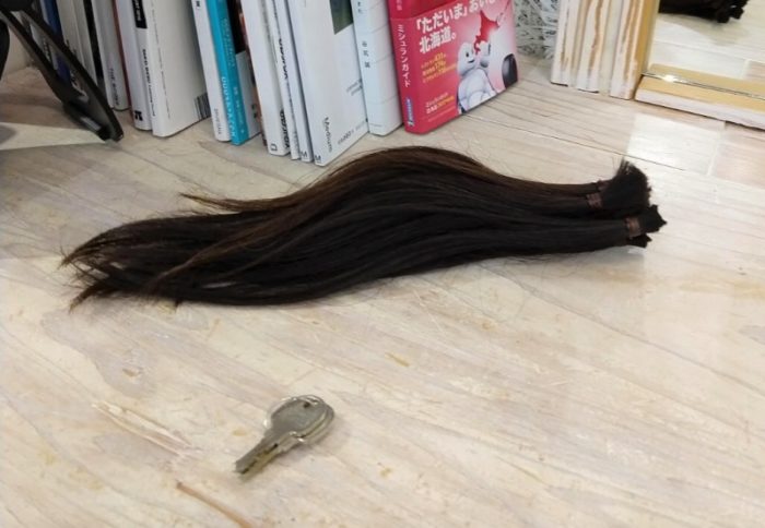 ヘアドネーションのために切った髪の毛の束31ｃｍ